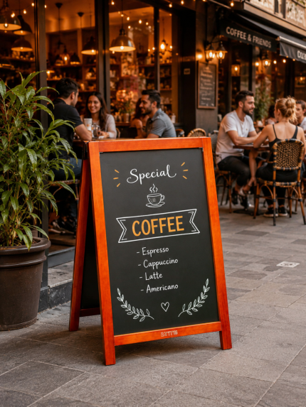 Large outdoor wood blackboard size 600 mm x 900 mm