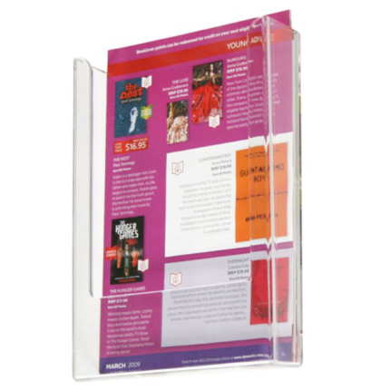 Showcase your A5 brochures with complete visibility using our clear, scratch-resistant front panel A5 Flatback Brochure Holder. This versatile unit can be mounted individually on walls, placed on countertops with a base bracket, integrated into free-standing display systems like carousels and trolleys, or attached to slatwall displays using a slatwall clip. The full-height support design prevents your brochures from bending at the top, ensuring they remain crisp and professional. Made from lightweight yet durable high-impact polystyrene, this holder offers an economical solution without sacrificing quality. Features Complete brochure visibility with a clear front panel Multiple mounting options Scratch-resistant with a glass-like appearance Full-height support to prevent bending Lightweight, durable, and cost-effective