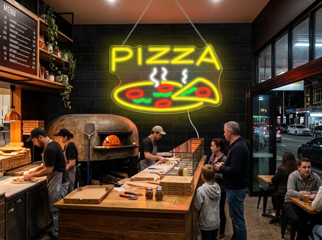 Pizza neon sign outdoor