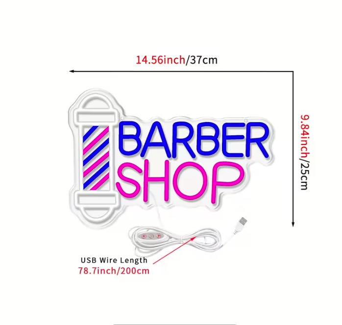 LED neon sign for barber shop wall